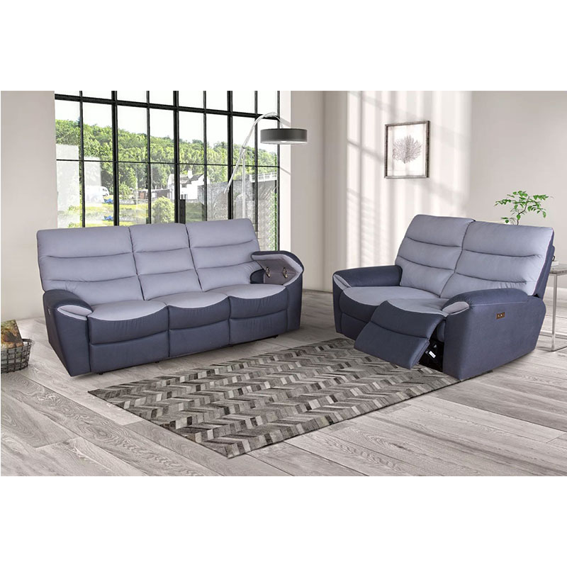 Simple Design Grey Fabric Recliner Sofa Set in Living Room